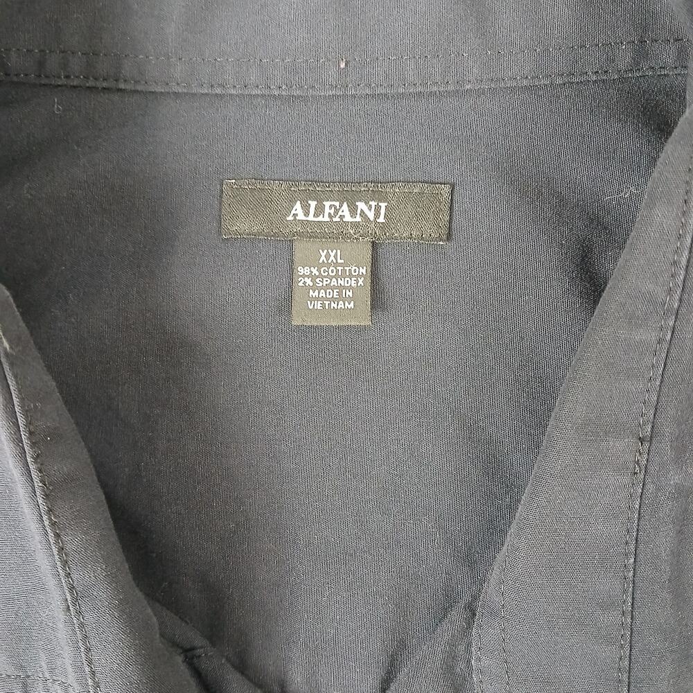 Alfani Black Dress Shirt Mens XXL long sleeve button front collar cotton blend - Picture 8 of 16